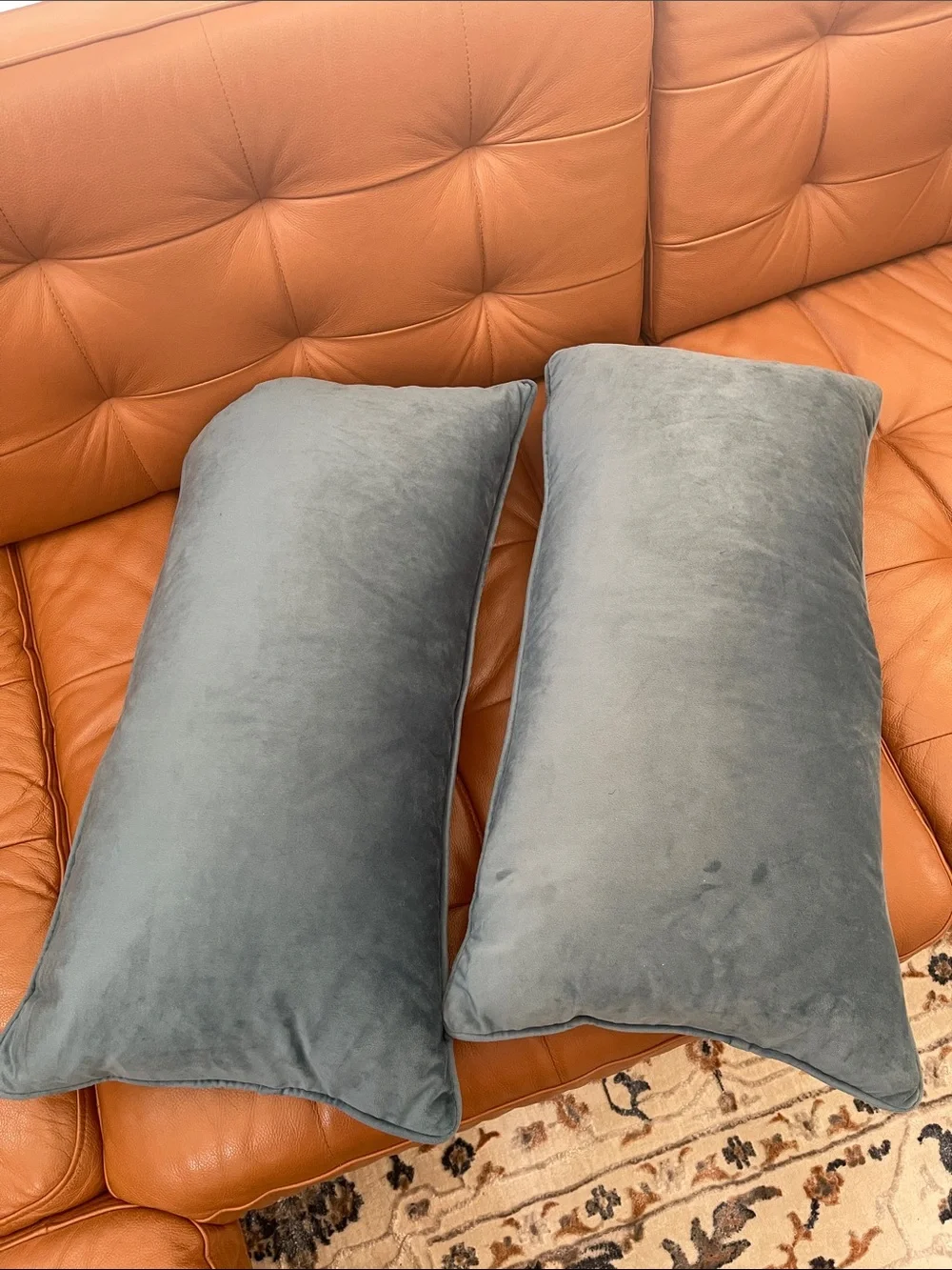 Callisto Home Blue Velvet Lumbar Accent Pillows - Set of 2